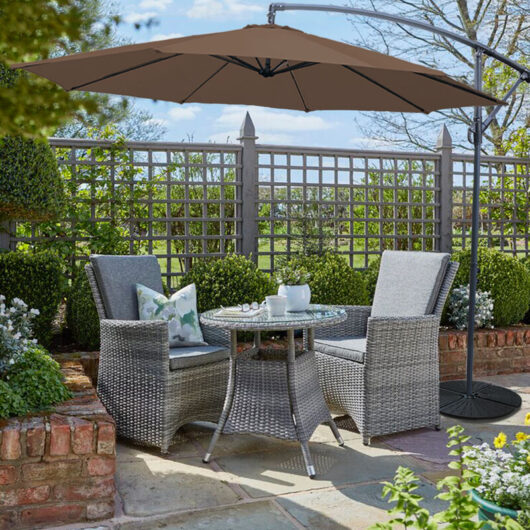3M Banana Parasol Patio Sun Shade Outdoor Garden Hanging Umbrella Cantilever Brown