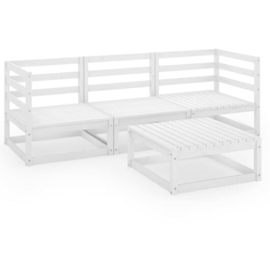 4 Piece Garden Lounge Set White Solid Wood Pine vidaXL
