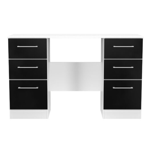 Worcester Desk Black & White 6 Drawers 125cm
