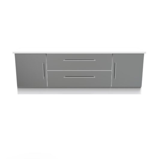 Worcester TV Unit Black & White 2 Drawers 2 Doors 144cm