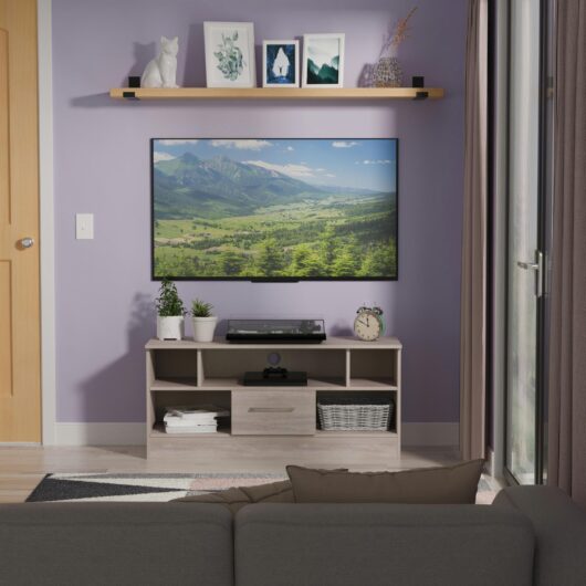 Worcester TV Unit Light Grey 5 Shelves 1 Drawer 110cm