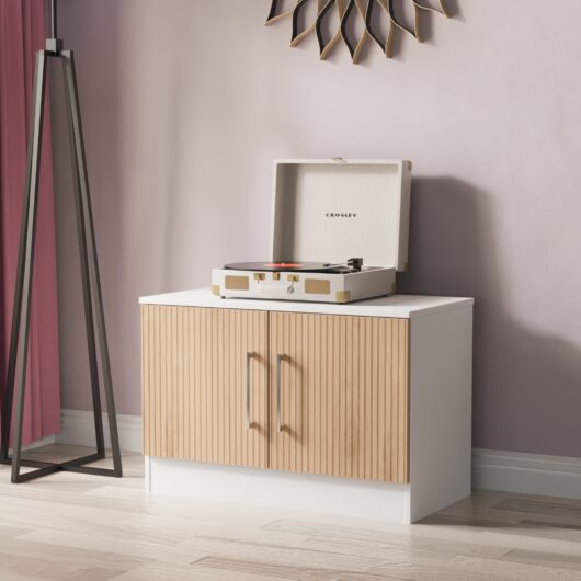 Worcester TV Unit White & Light Oak 2 Doors 74cm