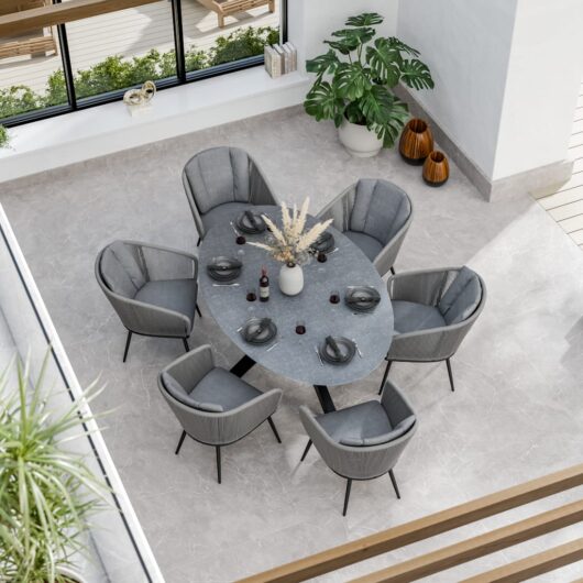 Royalcraft Aspen 6 Seater Garden Table and Chairs Grey Mix