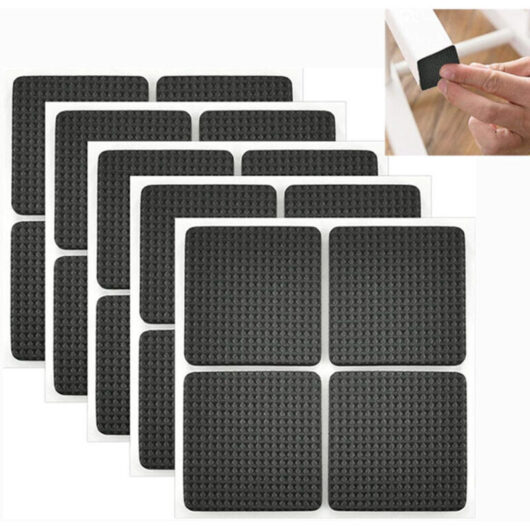 24-piece Anti-slip Rubber Pads, Adhesive Rubber Pads, Felt Chair Pads, Noise Reduction Pads, Square Chair Leg Pads, Adhesive Furniture Pads for