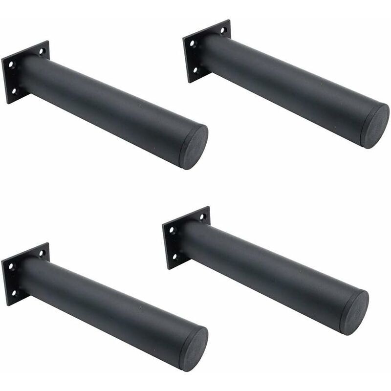 4 adjustable furniture legs, made of matte black aluminum alloy, 200 mm, for coffee table, sofa, cabinet, adjustable height ±6 mm