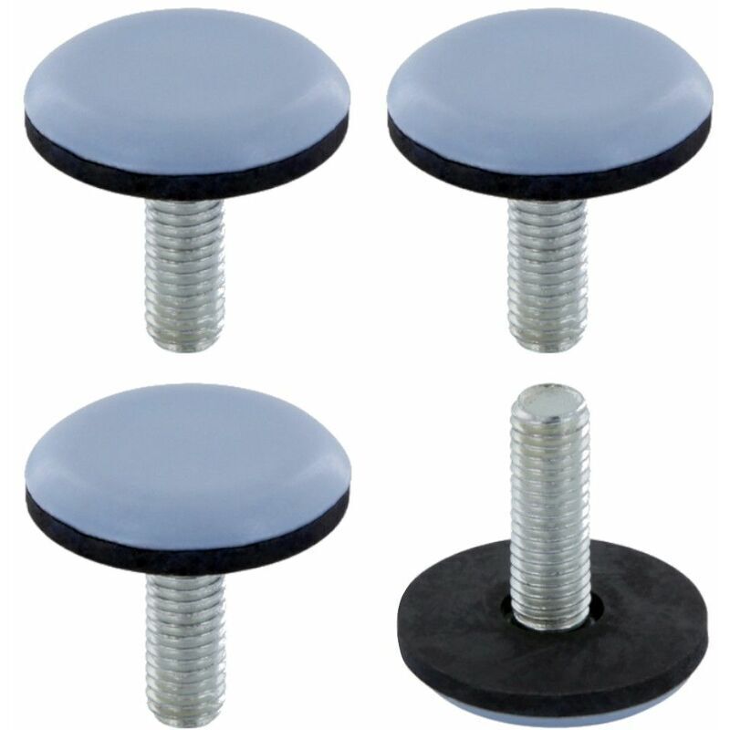 4x Adjustable Teflon Foot, PTFE, Adjustable M6, Leveling Pad, Screw, Push Button, Stop