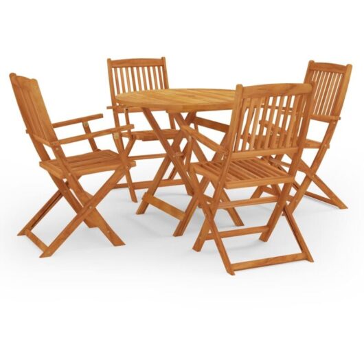 5 Piece Folding Outdoor Dining Set Solid Eucalyptus Wood vidaXL