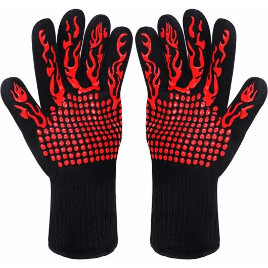 Barbecue Gloves, Oven Gloves, Non-Slip Silicone Oven Gloves Heat Resistant Up to 800°C EN407 Certified, bbq Silicone Gloves for Cooking Baking