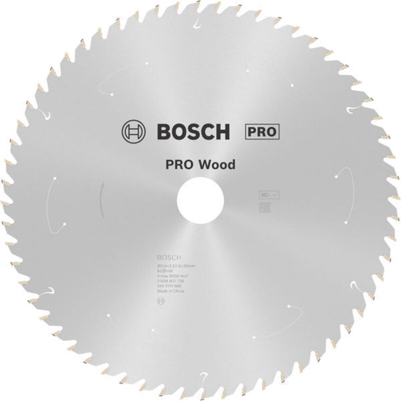 Bosch PRO Wood cordless Circular Saw Blade 254 x 2.2 x 30 mm T60 2608837736