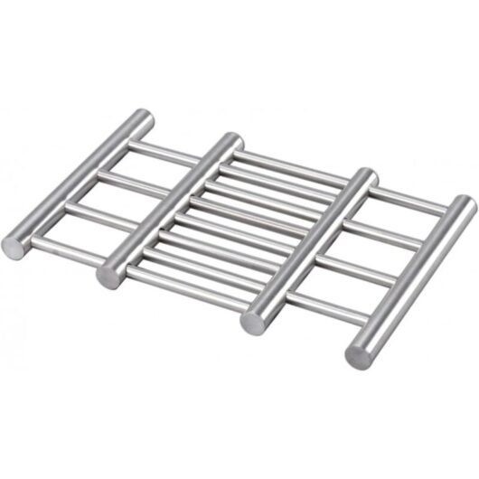 Extendable stainless steel trivet 22-38x20x1.8 cm for saucepans, frying pans, woks, and baking dishes