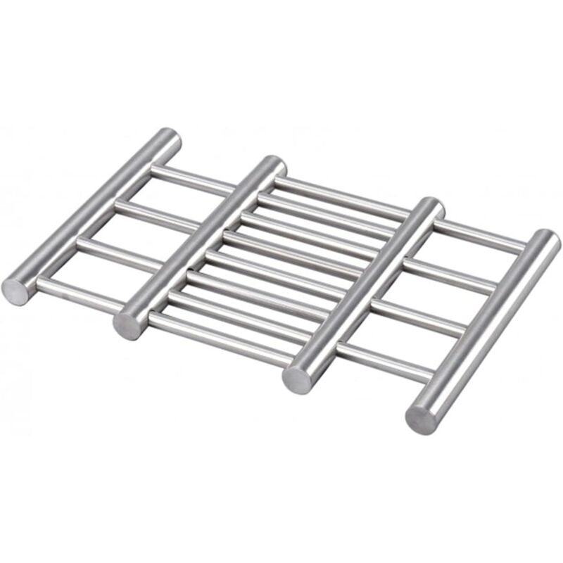 Extendable stainless steel trivet 22-38x20x1.8 cm for saucepans, frying pans, woks, and baking dishes