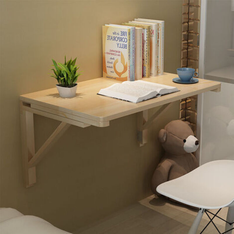 Folding Wall Table 60 x 40 cm Wooden Folding Wall Table Wooden Drop-Leaf Wall Table Sturdy Dining Table for Children