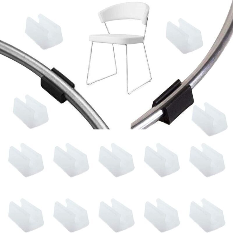 Round Tube Chair Leg Pad, U-Shaped Plastic, White, 14mm Diameter, 20 Pieces
