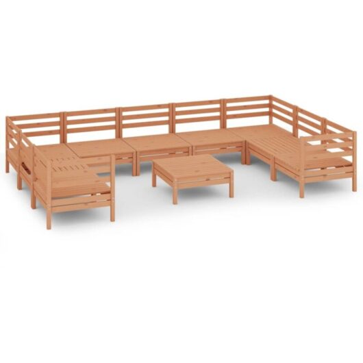 10 Piece Garden Lounge Set Honey Brown Solid Wood Pine vidaXL