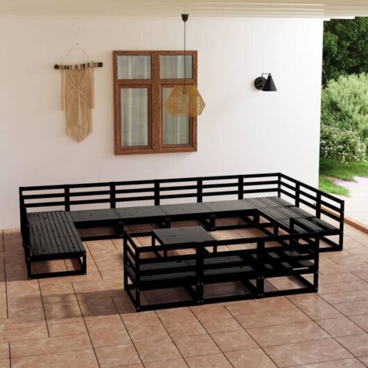 14 Piece Garden Lounge Set Solid Pinewood Vidaxl