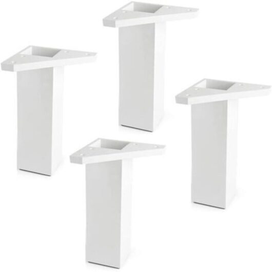 4 furniture legs Height: 15 cm - White Screws not included Furniture legs with mounting plate - for tables, beds, chairs