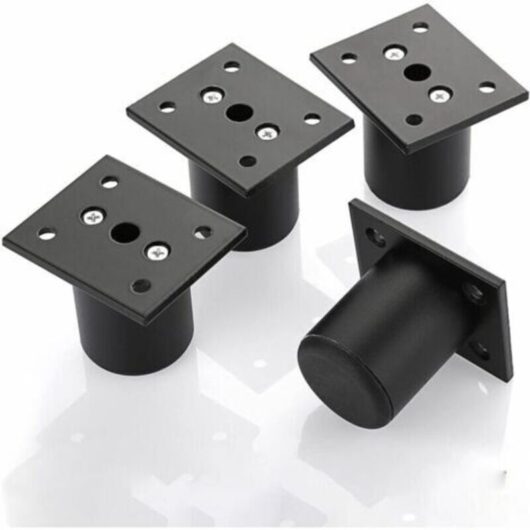 4pcs Adjustable Furniture Legs Bed Legs Raiser Aluminum Alloy Feet for Bed Frame, Wardrobe, Table (Black, Height 50mm)