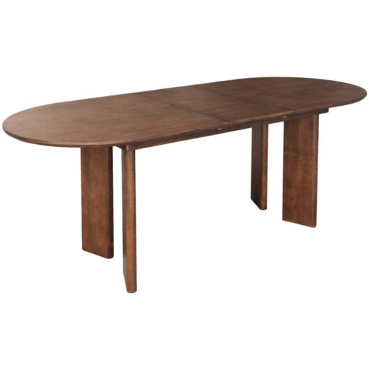 6-8 seater oval extendable dining table, rubberwood and Walnut colored oak veneer, 170/210x90x76 cm - Albane