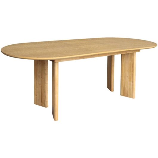 6-8 seater oval extendable dining table, rubberwood and oak veneer, Natural, 170/210x90x76 cm - Albane