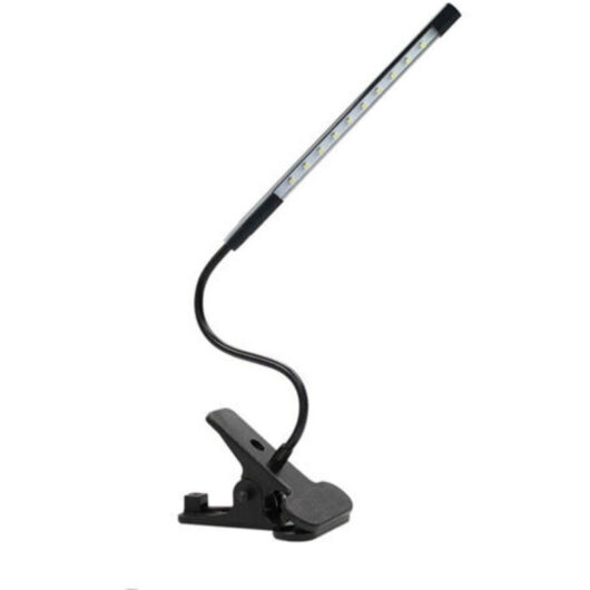 Adjustable LED reading lamp, small table lamp, USB bedside lamp with clip, suitable for desk, headboard, workbench, lectern (black)