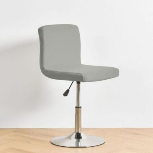 Bar stool cover with extendable backrest for swivel dining chair, grey