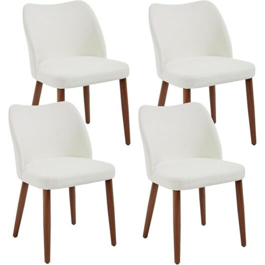 CHAIRUS Dining Charis 4Pcs in Linen Retro Rustic Kitchen Chirs with Wood Legs for Living Room Restaurant, White