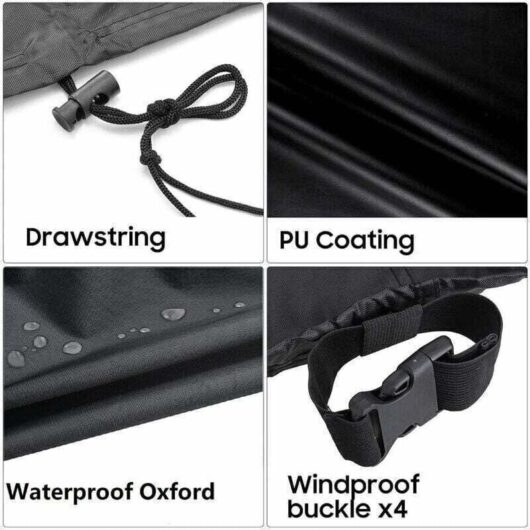 Garden table cover 150 x 90 x 80 cm, black, made of waterproof and UV-resistant Oxford fabric, with drawstring and fastening loop.