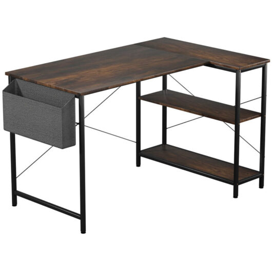 Levede - l Shaped 100cm Browm Computer Desk Home Office Laptop Modern