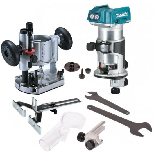 Makita DRT50Z 18V LXT Cordless Brushless Router Trimmer + Plunge Base + Guide