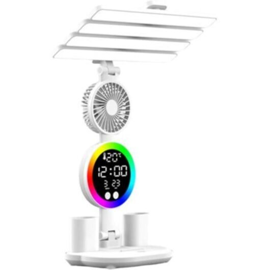 Multifunction Table Lamp with Pen Holder and Dimming, with Fan