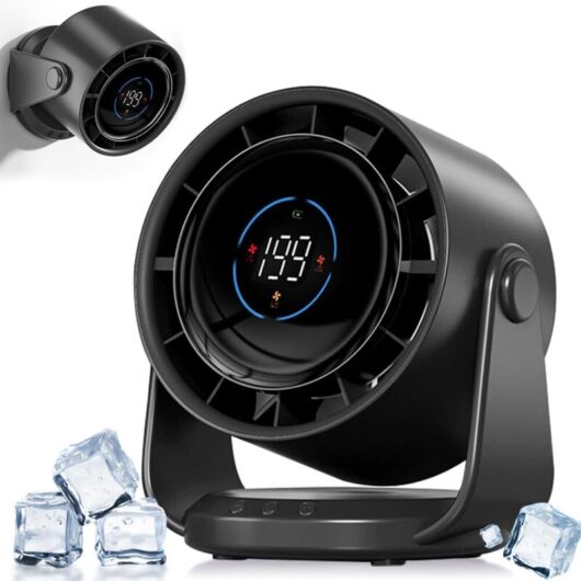 [NEVER USED] USB Table Fan, Quiet Cooling, 4000mAh Battery, LED Screen, 1-199 Speeds, Strong Airflow, Swivel Function, Wall Mounted for Home Office