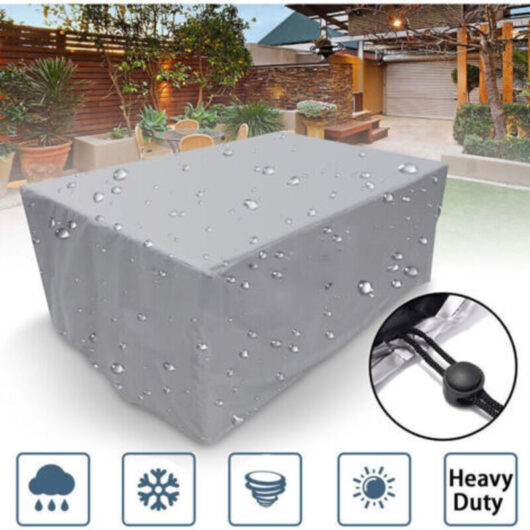 Rectangular Protective Cover for Garden Furniture, Polyester, Waterproof, Dustproof, Anti-UV, for Garden Chair or Table (Dimensions: