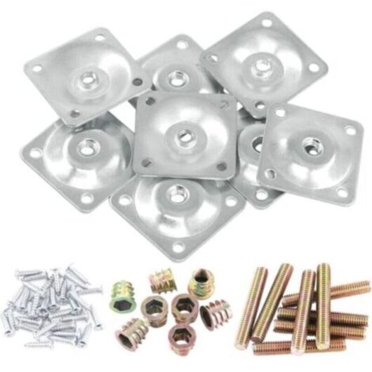 Set of 8 silver mounting plates for sofa furniture legs