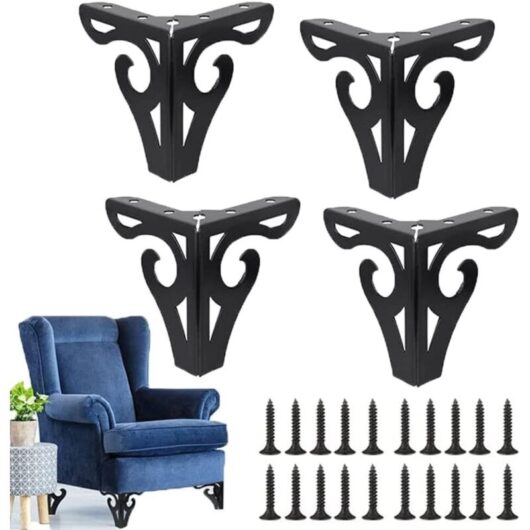 Tinor - 4 Pieces Furniture Sofa Legs, Sofa Legs, Modern Sofa Legs, tv Cabinet Legs, Bed Legs, for Cabinet, Sofa, Table Dresser (Black)