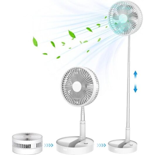 Ventilateur de table pliable, ventilateur rétractable portable rechargeable par USB, 4 réglages de vitesse, ventilateur de table silencieux de 7 200