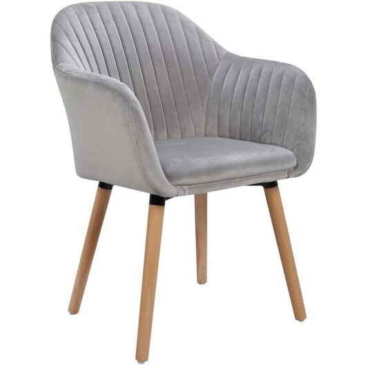 Woltu - 1x Kitchen dining chairs Living Room Corner chairs with Velvet Solid Wood Light Grey